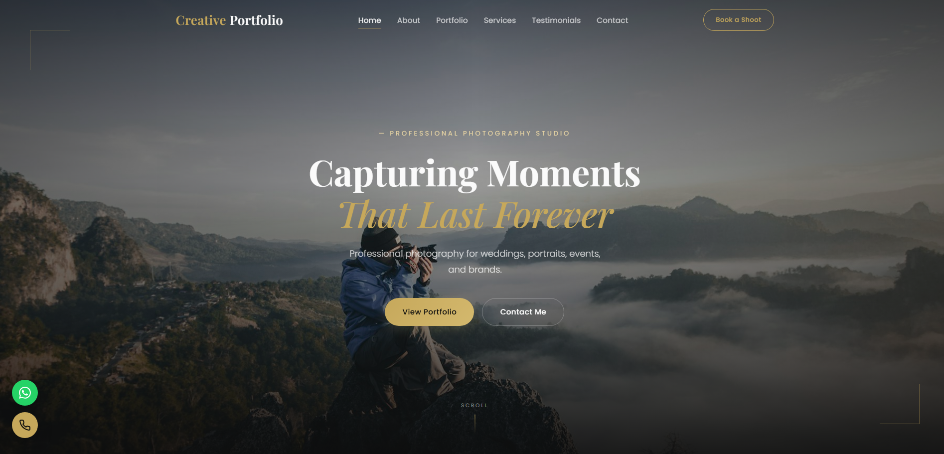 photographer studio website preview